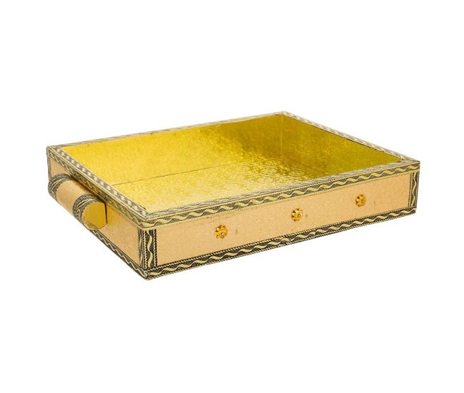 Bandeja de metal repujado Dorado