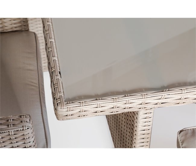 Set AREZZO sofá 3 plazas, 2 sillones, 2 taburetes y mesa beige Beige