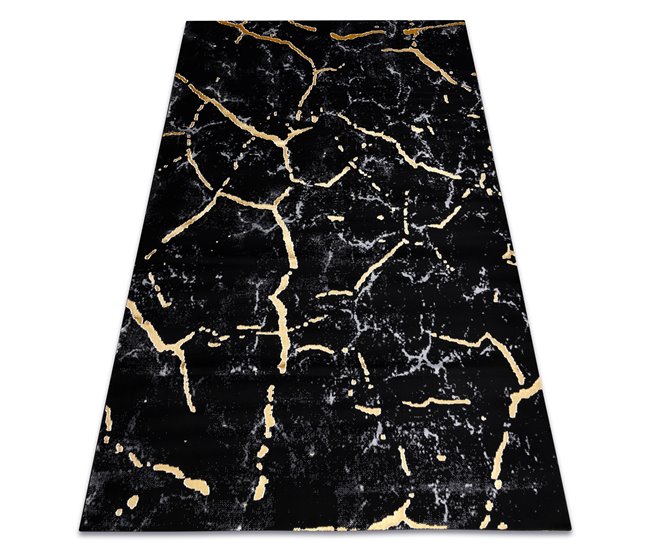 Alfombra GLOSS moderno 410A 86 Mármol Roca elegante glamour 240x330 Negro