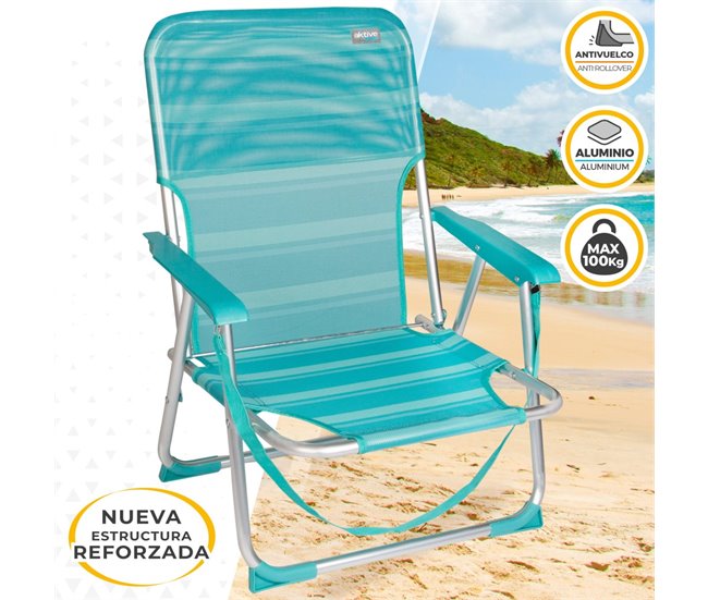 Silla plegable fija aluminio Aktive Beach - mediterráneo Azul