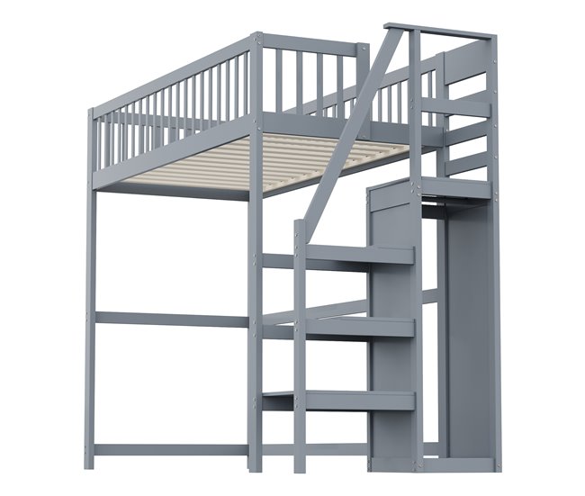 Cama alta para niños 245x95 Gris