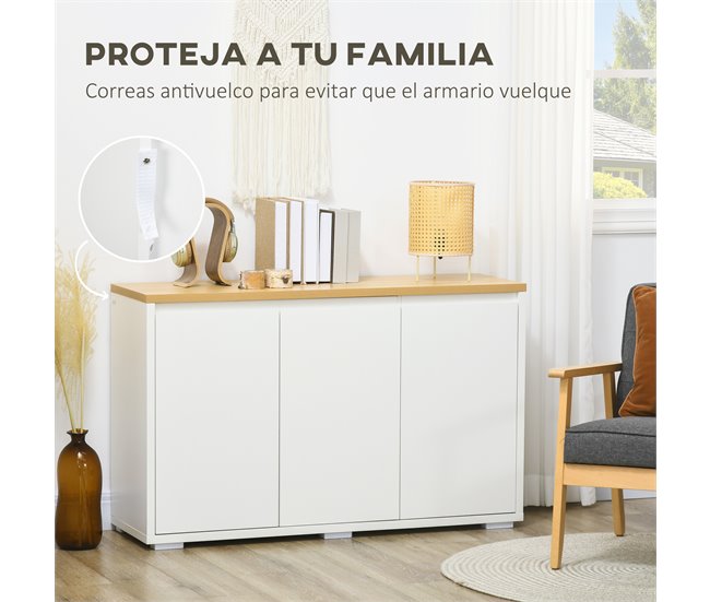 Aparador de Salón Melamina de Madera HOMCOM Blanco