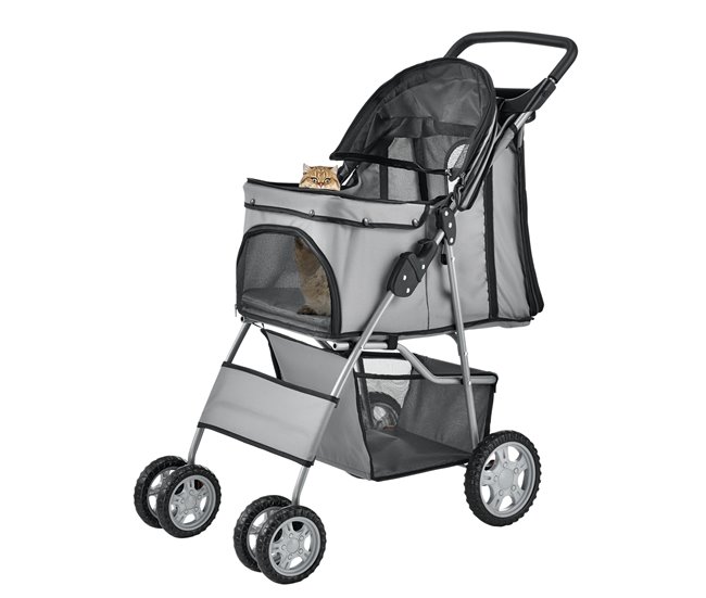 Carrito para mascotas impermeable acero / poliéster Gris