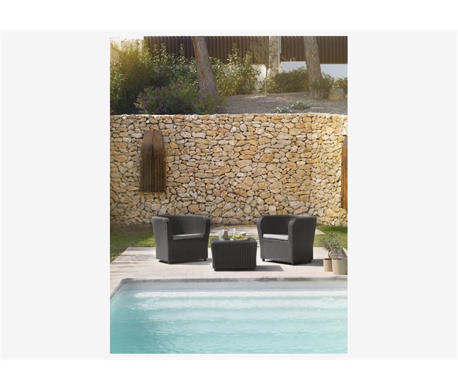 Set balcón 2 sillones y mesa baja color antracita NOVA Gris