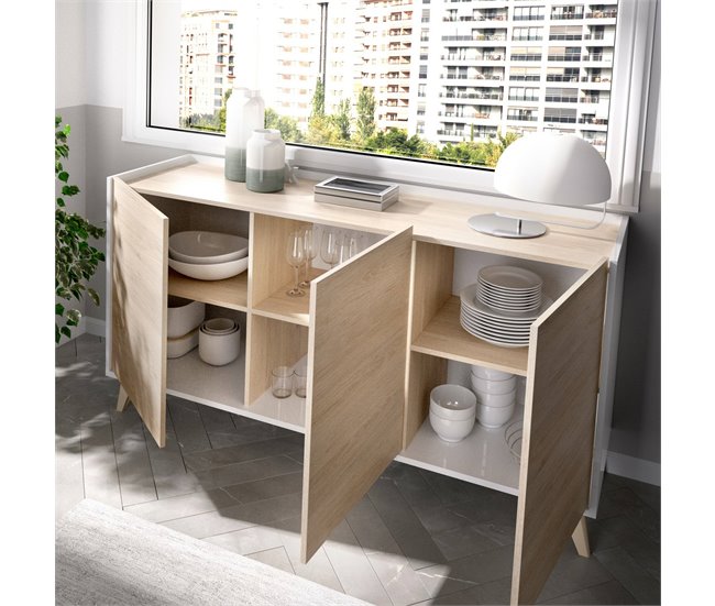 Aparador efecto madera 155 Blanco/ Madera