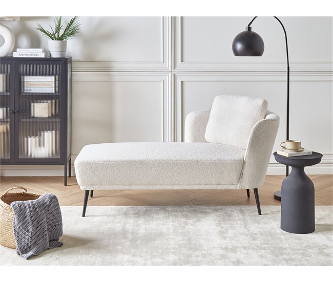 Beliani Chaise longue Bouclé ARTHEZE Crema
