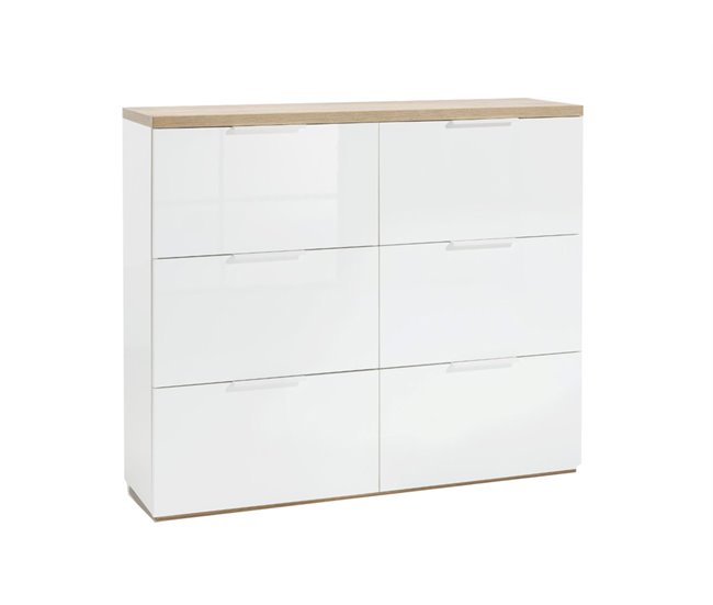 Zapatero con 6 trampones MUNDI Blanco/ Madera