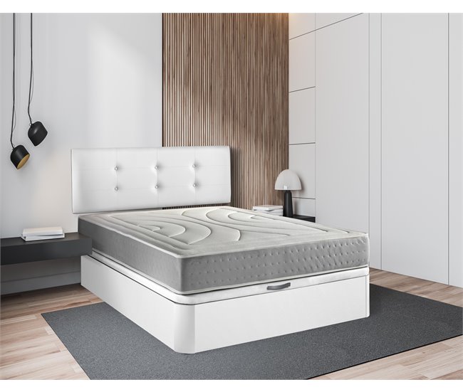PACK CANAPÉ DE MADERA  + COLCHÓN VISCOELÁSTICO 90x190 Blanco
