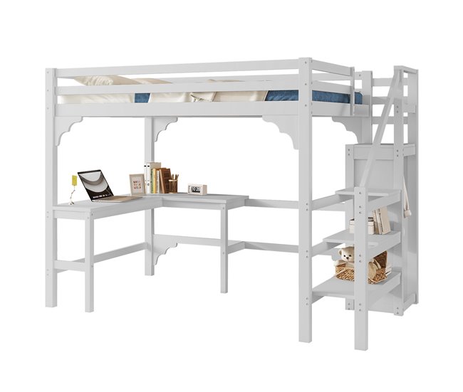 Cama alta para niños Blanco