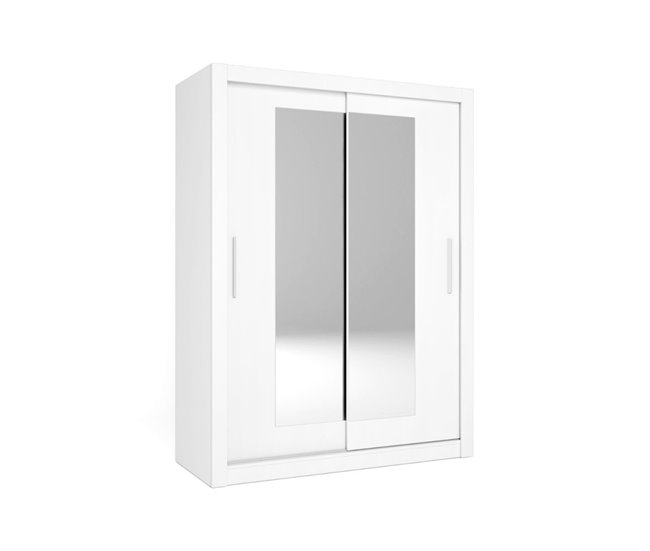 Armario Sava  puertas correderas con espejo sahara 114 Blanco