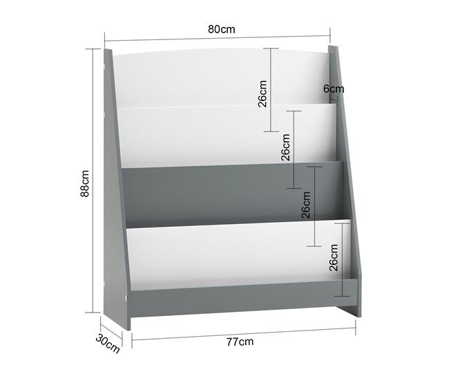 Estantería para niños con 4 Compartimentos KMB32-HG SoBuy Gris