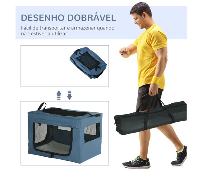 Transportín para Mascotas Acero, Tela Oxford, Malla PawHut Azul