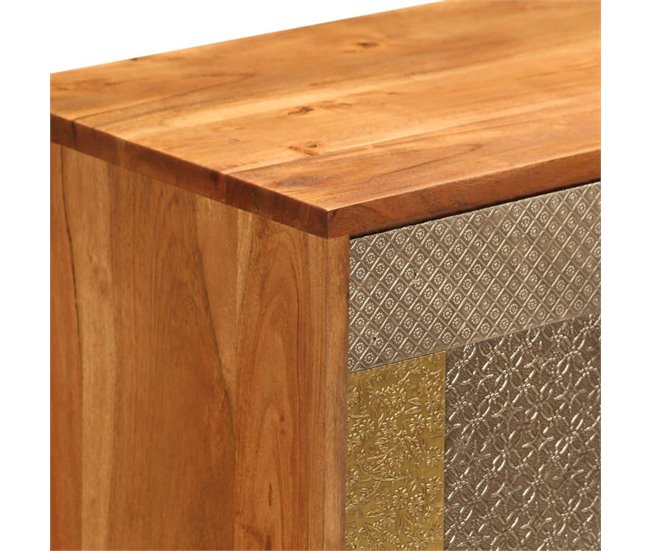 Aparador de madera maciza de acacia 80x30x75 cm con 2 puertas 4402249 Marron