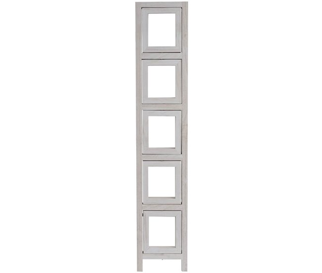 Biombo de madera de 4 paneles con portafotos Blanco