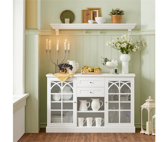 Aparador Cocina con 2 Puertas y 2 Cajones FSB79-W SoBuy Blanco