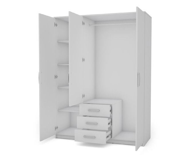 Armario DUNA 2 puertas batientes con espejo Blanco
