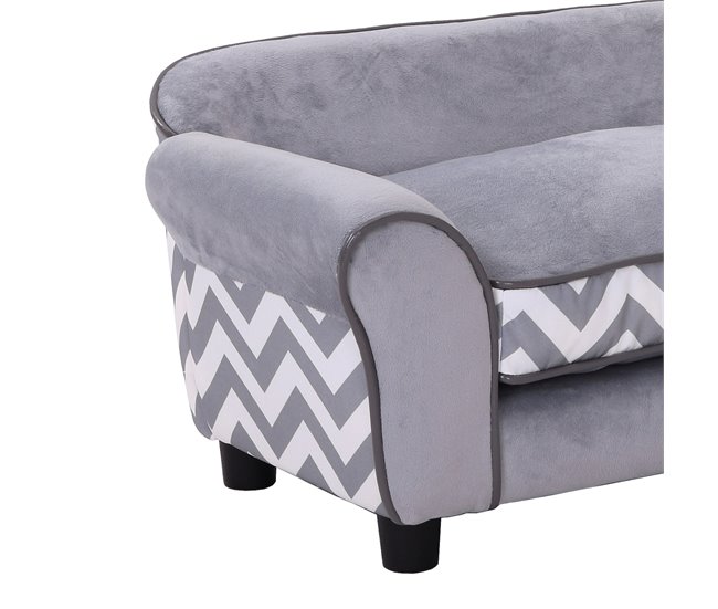 Sofá para Mascotas Madera, PVC, Esponja PawHut Gris
