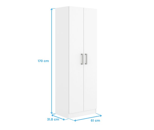 Armario Auxiliar Multiusos Alto con 2 Puertas Abatibles Blanco
