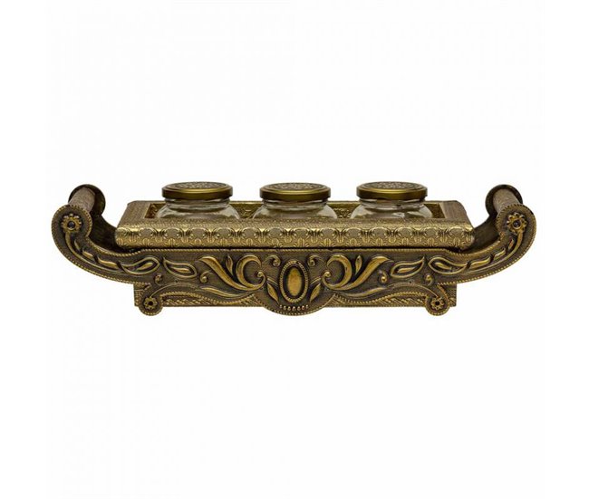Bandeja de metal repujado Dorado