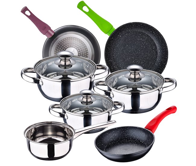 Bateria de cocina 7 piezas y juego de sartenes Multicolor