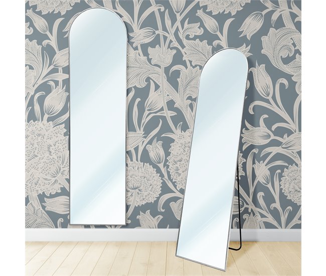 Espejo de Pie Metal Square Cuerpo Entero con Soporte Suelo 50x5 Grafito