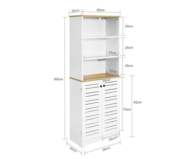 Mueble Columna de baño con 5 Estantes BZR44-W SoBuy Blanco