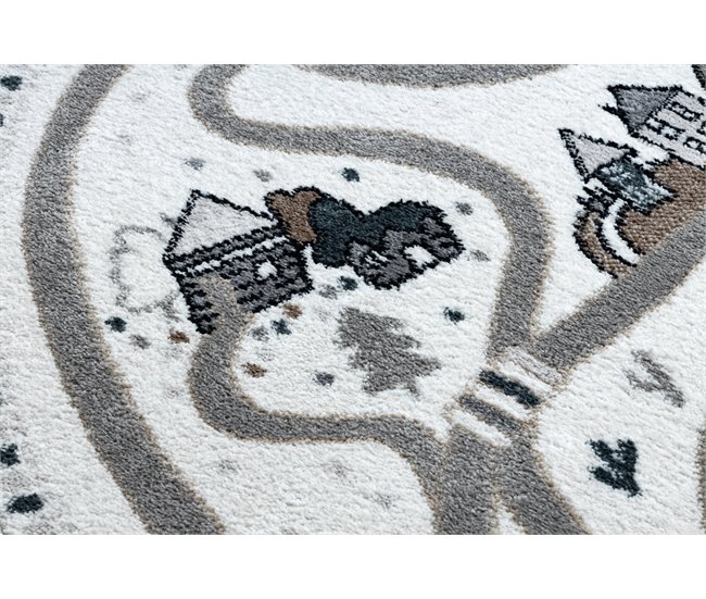 Alfombra FUN Land para niños la aldea calles circulo 160x160 Blanco