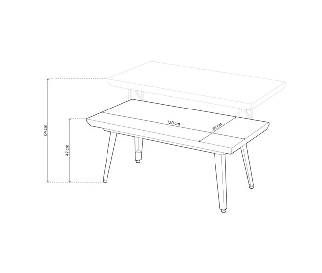 Mesa de centro elevable Berg 120x60 Negro