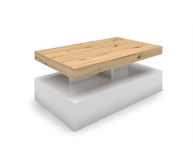 Mesa de centro fija blanco y roble CORSO Blanco/ Madera