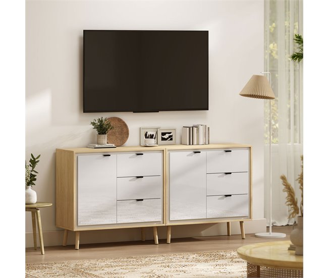 Aparador Melamina de Madera, MDF HOMCOM Blanco