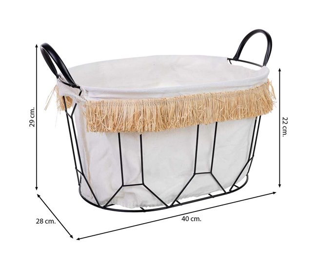 Cesto de metal y tela Blanco