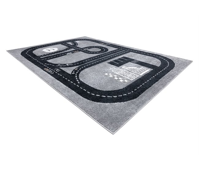 Alfombra FUN Track para niños calle pueblo 140x190 Gris