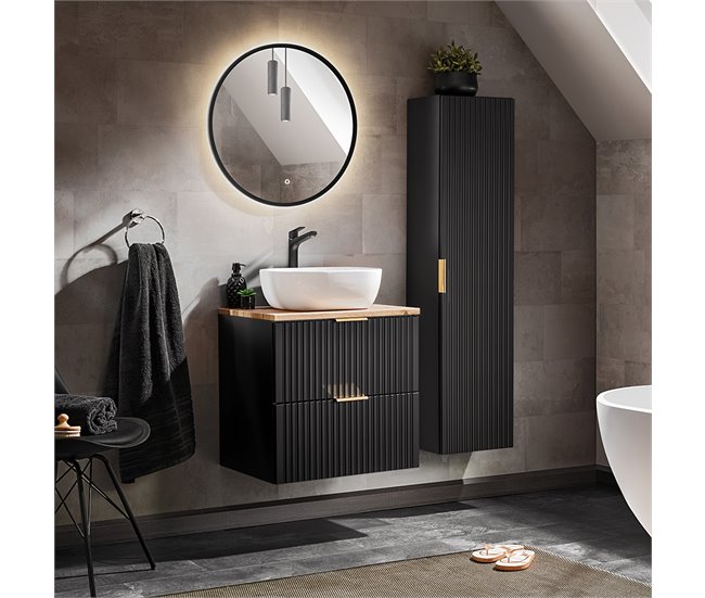 Conjunto mueble lavabo individual y columna Adriel Negro