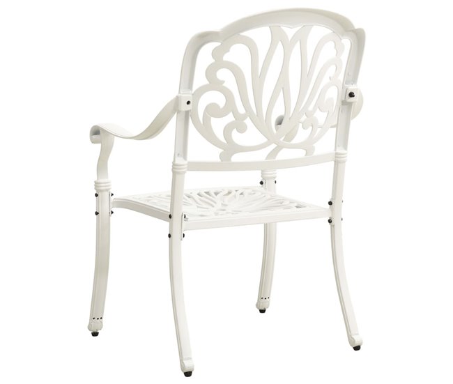 2 Sillas de jardín de aluminio fundido Blanco