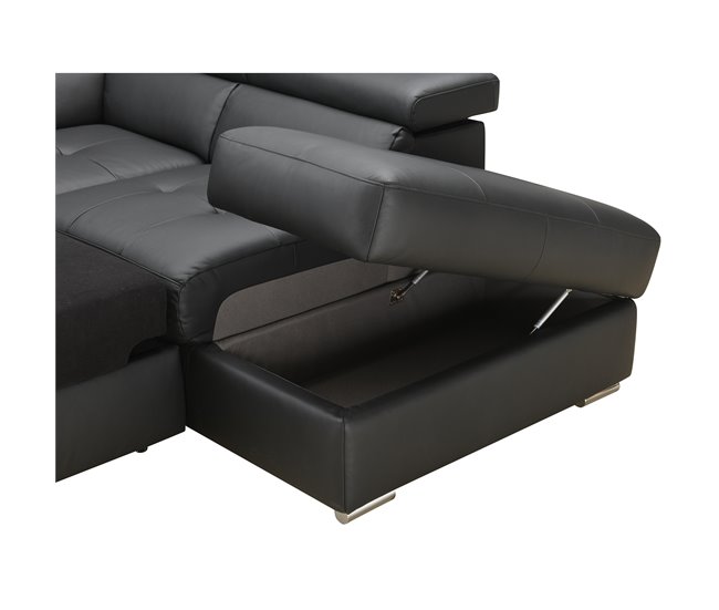 Rinconera con cama piel MAYA Negro