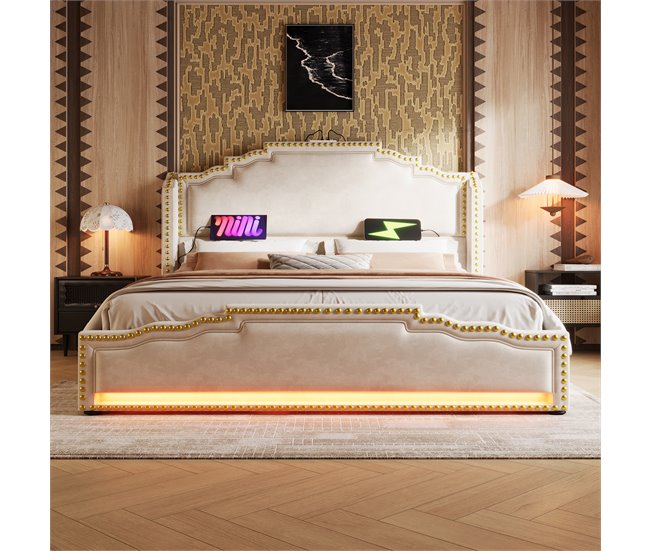 Camas de matrimonio 149x214 Beige