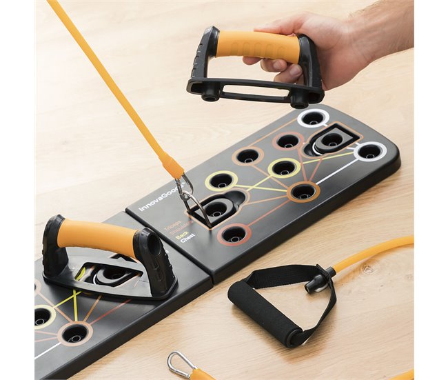 Tabla de Flexiones Push-Up con Bandas de Resistencia y Guía de Ejercicios Negro