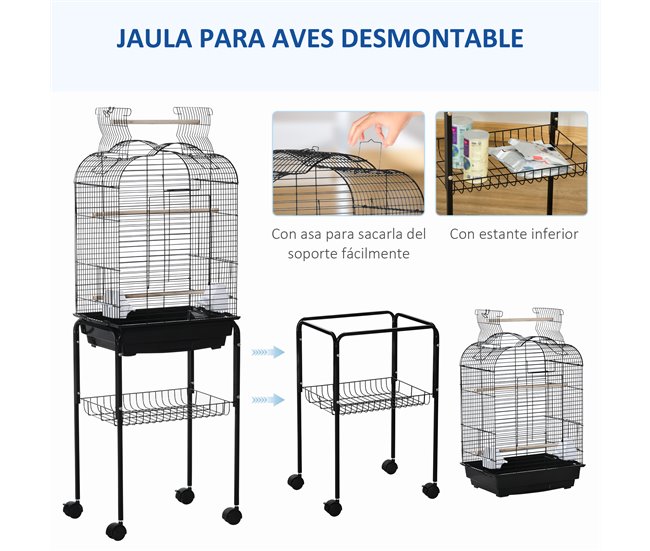 Jaula para Pájaro Acero, PP, Madera Mixta PawHut Negro
