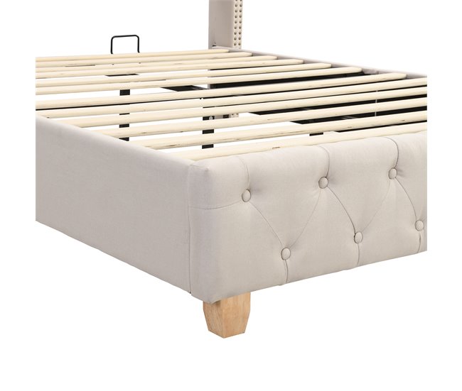 Cama de matrimonio de lino 149x195 Beige