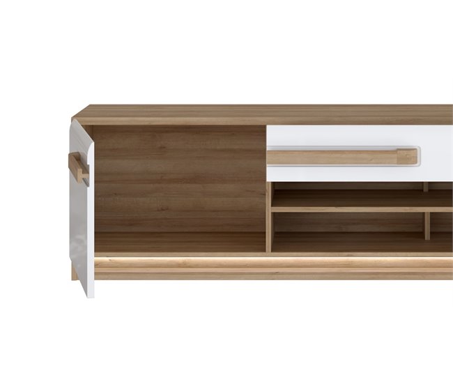 Mueble tv 1 puerta 1 cajón MONTREAL  Blanco Brillo