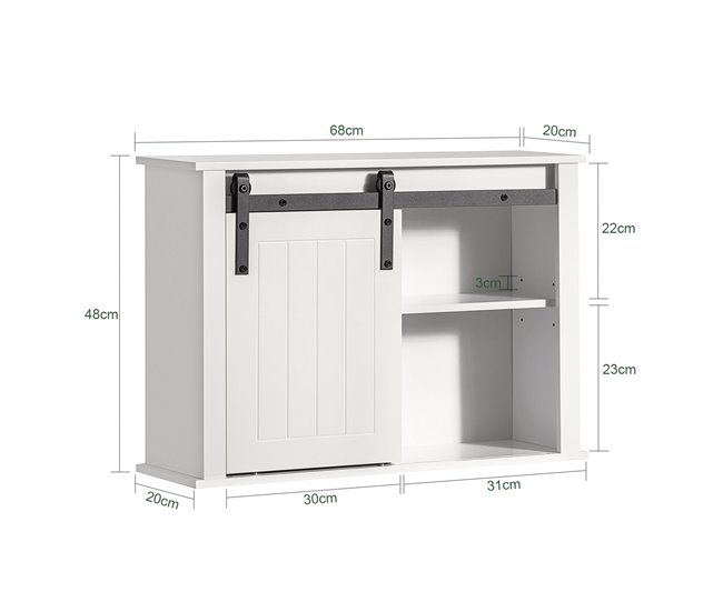 Mueble de Pared con Puerta de Granero BZR71-W SoBuy Blanco