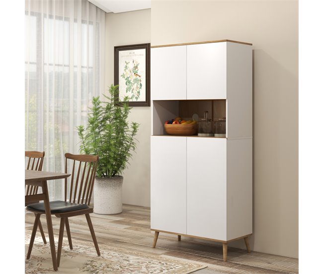 Alacena de Cocina Melamina de Madera HOMCOM, hogar - cocina Blanco