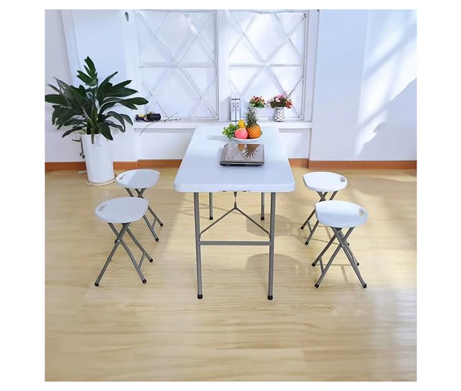 Acomoda Textil – Taburete Bajo de Coctel Portátil para Jardín. Blanco