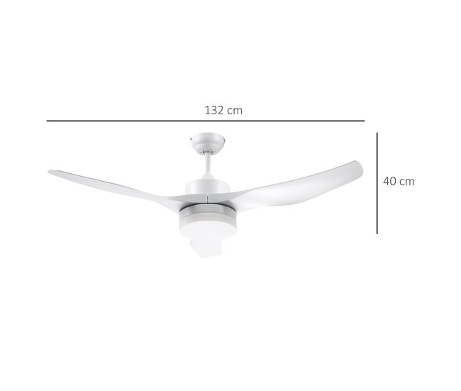 Ventilador de Techo ABS, Metal, Vidrio HOMCOM Blanco