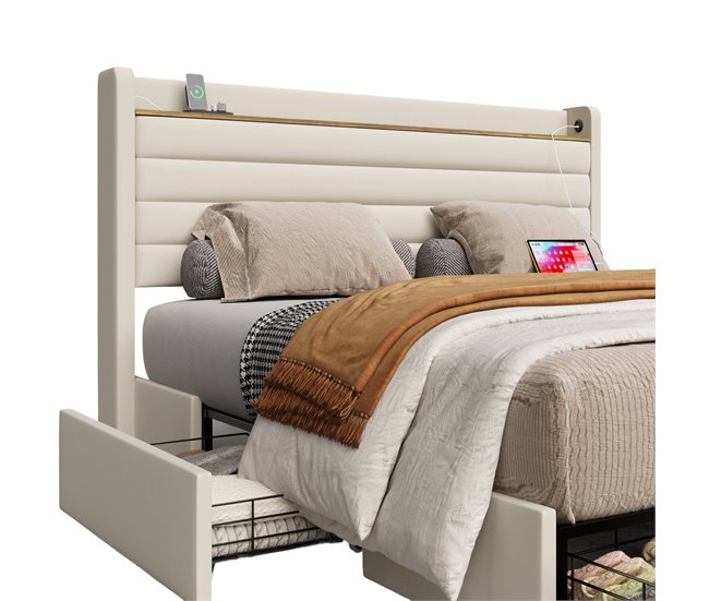 Camas de matrimonio 176x219 Beige