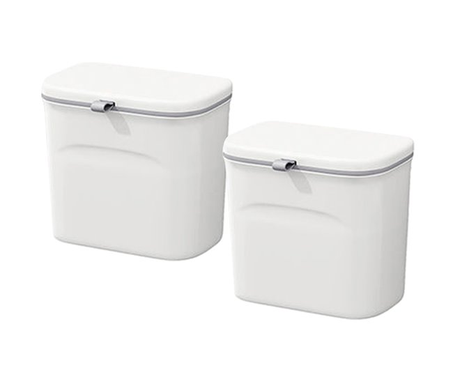 Pack de 2 papeleras recogedores  multifuncionales Blanco
