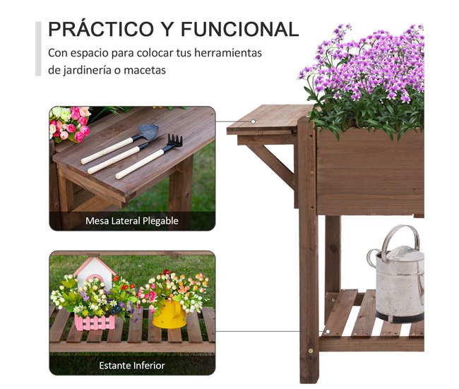 Huerto Urbano de Madera Madera de Abeto Outsunny Marron