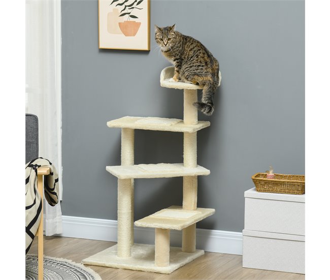 Árbol para Gatos sisal PawHut, mascotas - accesorios para gatos Beige
