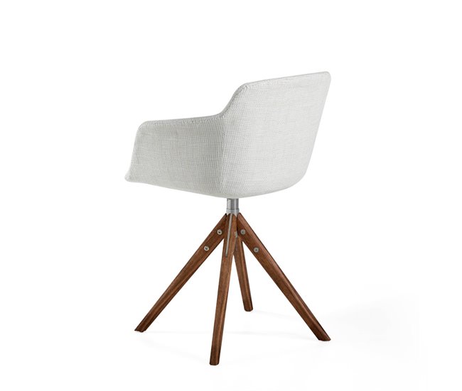 ANGEL CERDA Silla comedor giratoria tela beige Nogal