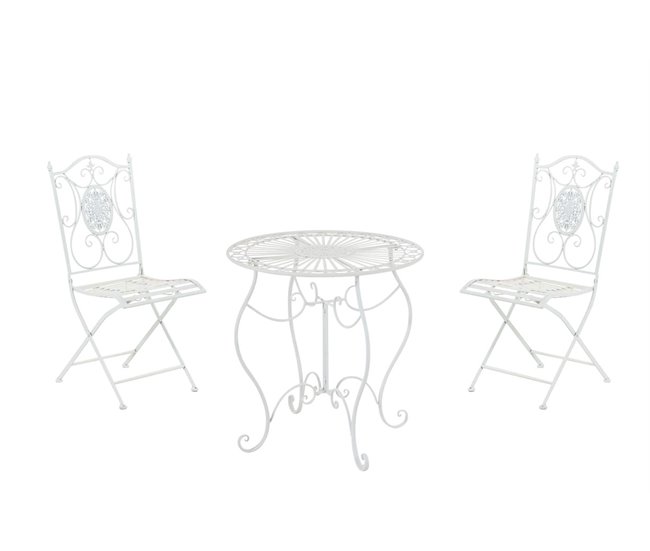 Conjunto de Mesa & 2 Sillas Plegables Aldeano Blanco